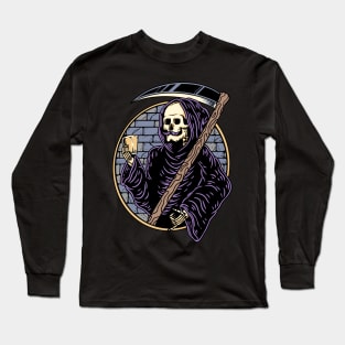 Grim Reaper Holding Crystal Stone Long Sleeve T-Shirt